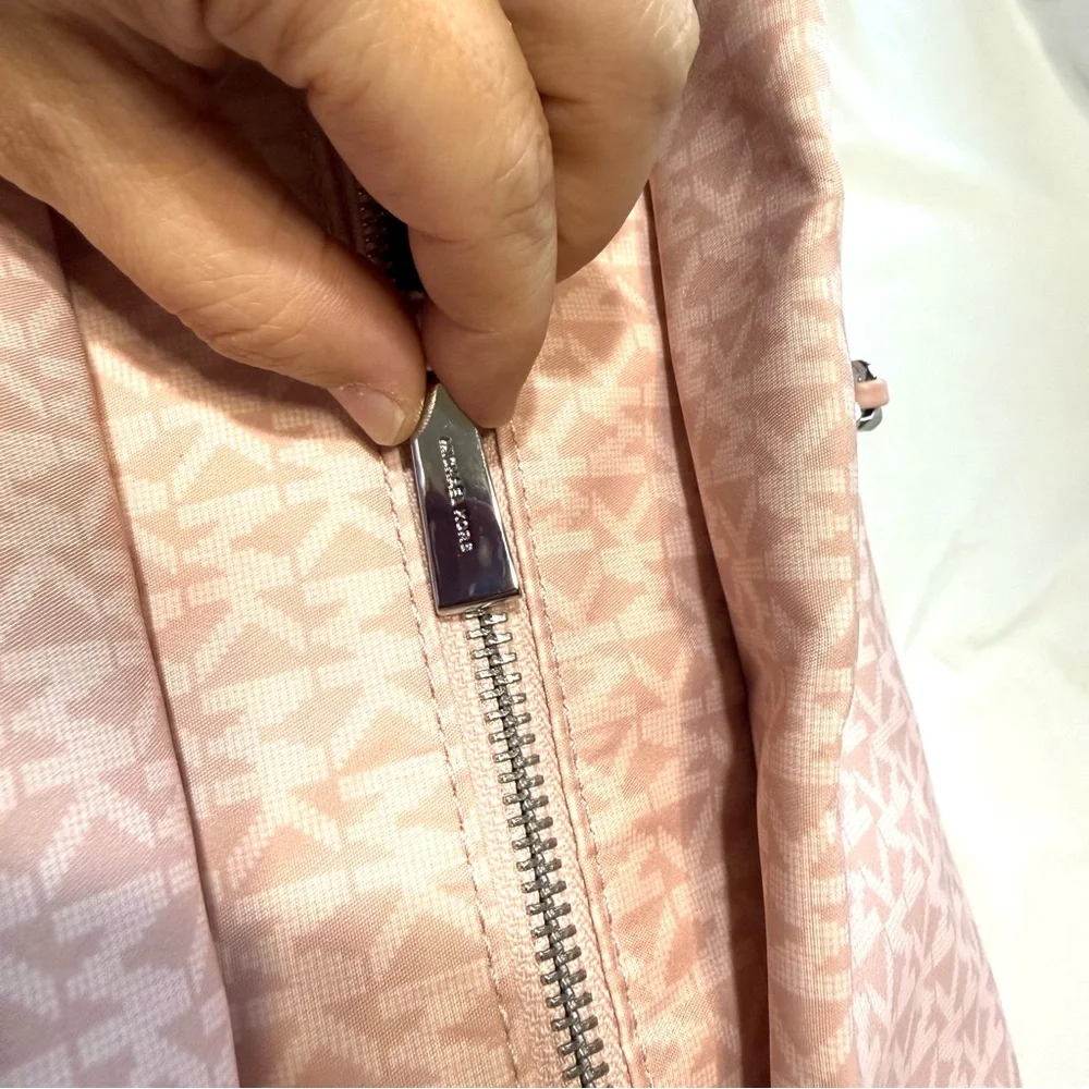 Michael Kors Georgia Large Top Zip Tote Bag Signature Print Canvas Smokey Pink - Picture 10 of 15